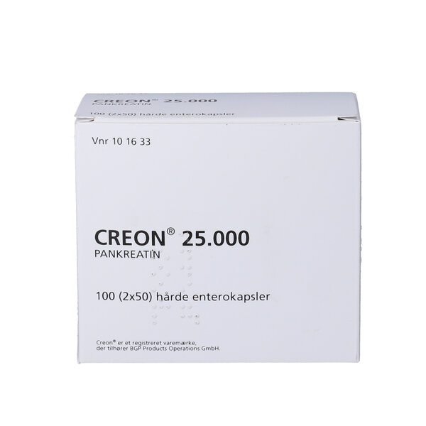 Creon Lipase 25.000 EPe (OR) 100 stk Køb på DinApoteker.dk