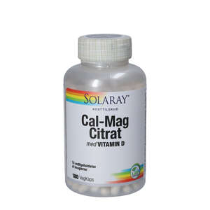 Solaray Cal-Mag Citrat Kapsler + D-vitamin (180 stk)